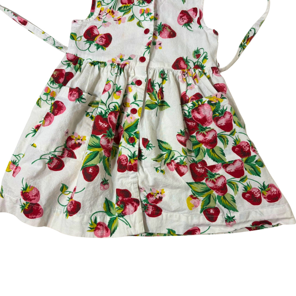 April Cornell Strawberry Porch Dress White Girls 3/4 Tie Sleeveless Summer Fruit - Picture 5 of 14